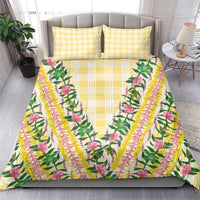 Hawaii Pikake Lokelani Plumeria Lei Bedding Set Yellow Palaka Motifs LT05 - Polynesian Pride