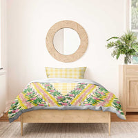 Hawaii Pikake Lokelani Plumeria Lei Bedding Set Yellow Palaka Motifs LT05 - Polynesian Pride