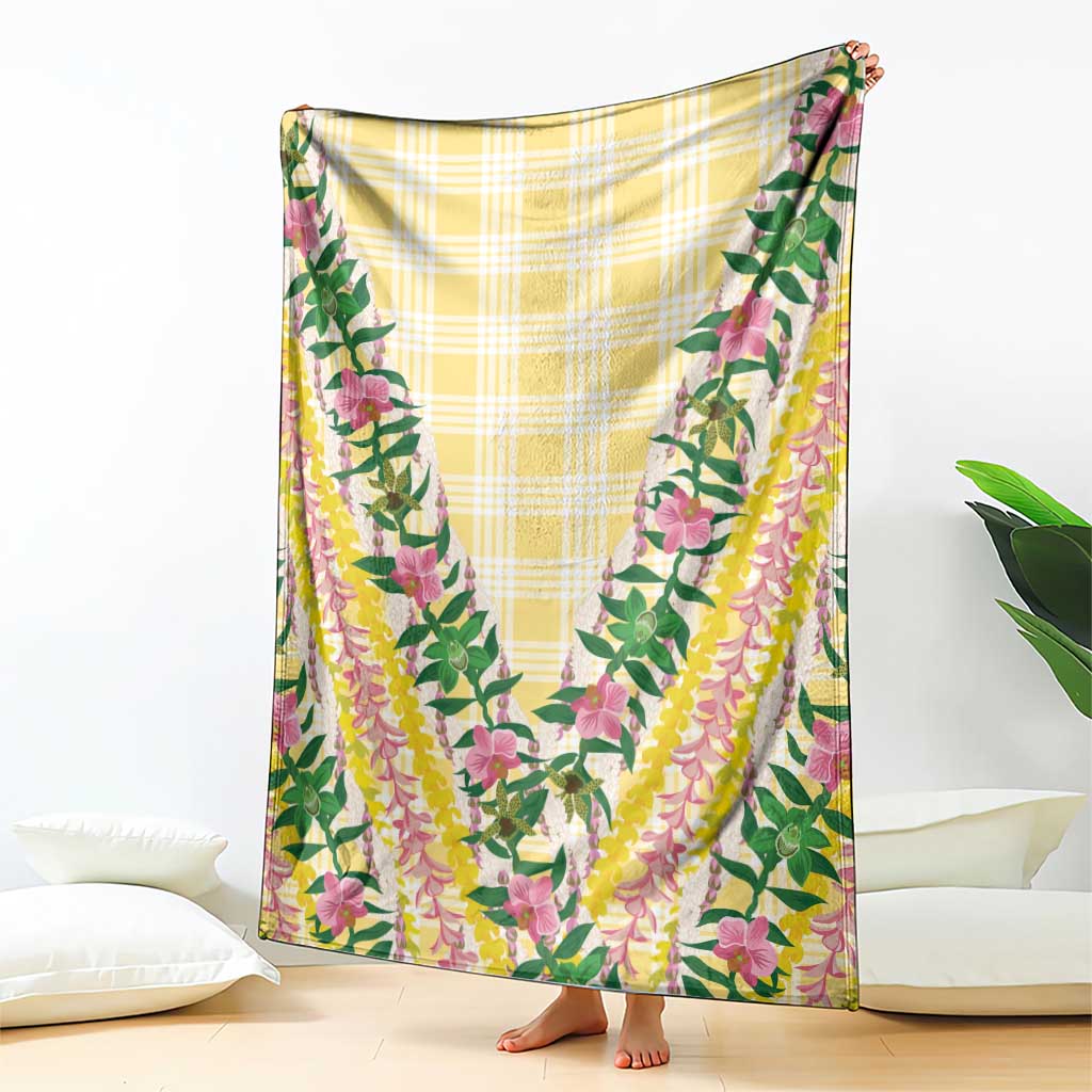 Hawaii Pikake Lokelani Plumeria Lei Blanket Yellow Palaka Motifs LT05 - Polynesian Pride
