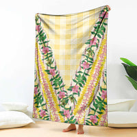 Hawaii Pikake Lokelani Plumeria Lei Blanket Yellow Palaka Motifs LT05 - Polynesian Pride