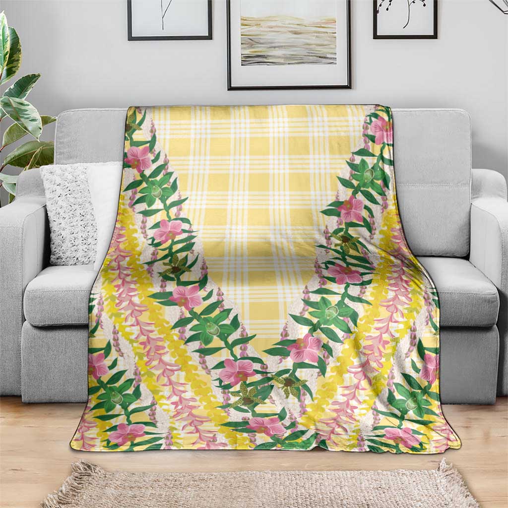 Hawaii Pikake Lokelani Plumeria Lei Blanket Yellow Palaka Motifs LT05 - Polynesian Pride