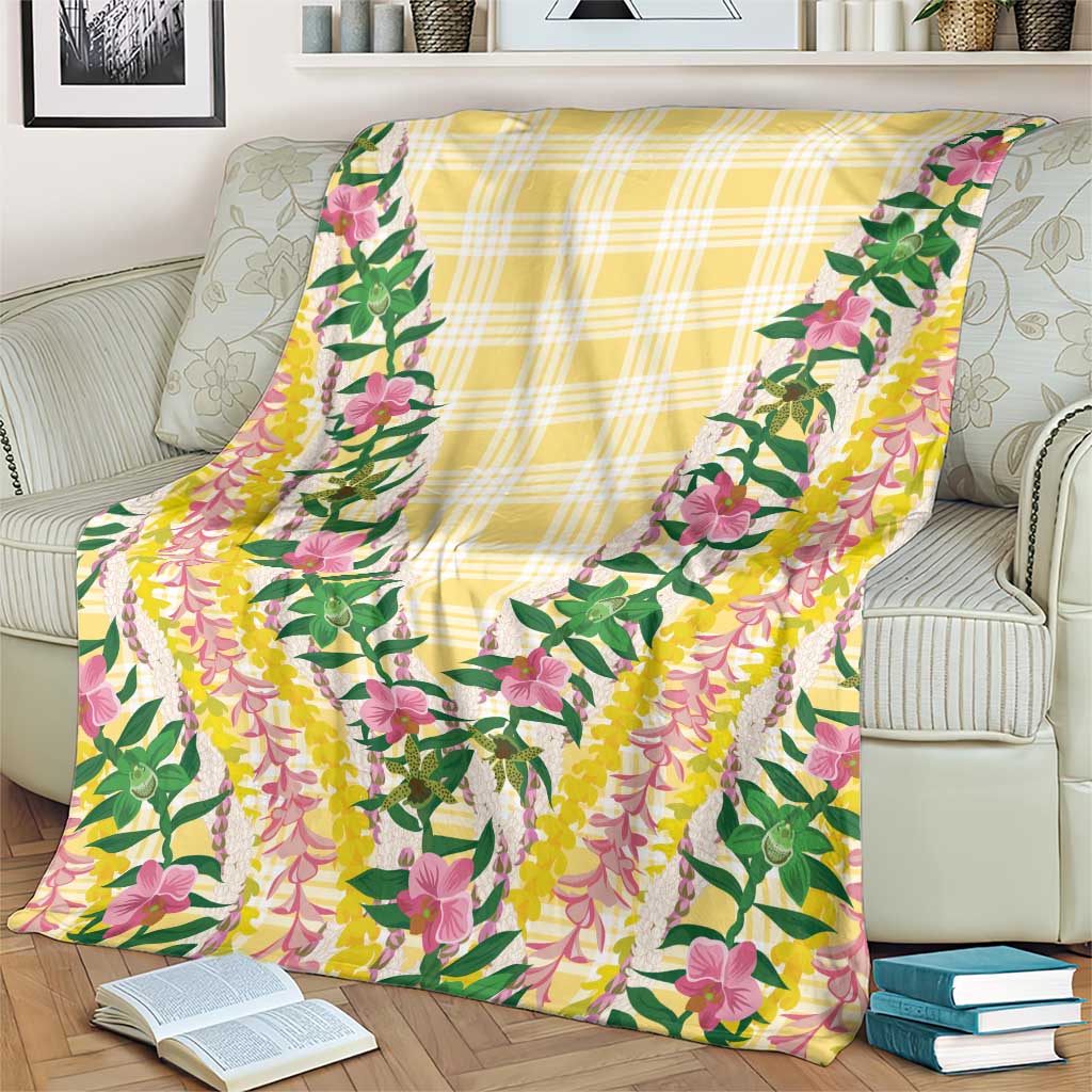 Hawaii Pikake Lokelani Plumeria Lei Blanket Yellow Palaka Motifs LT05 - Polynesian Pride