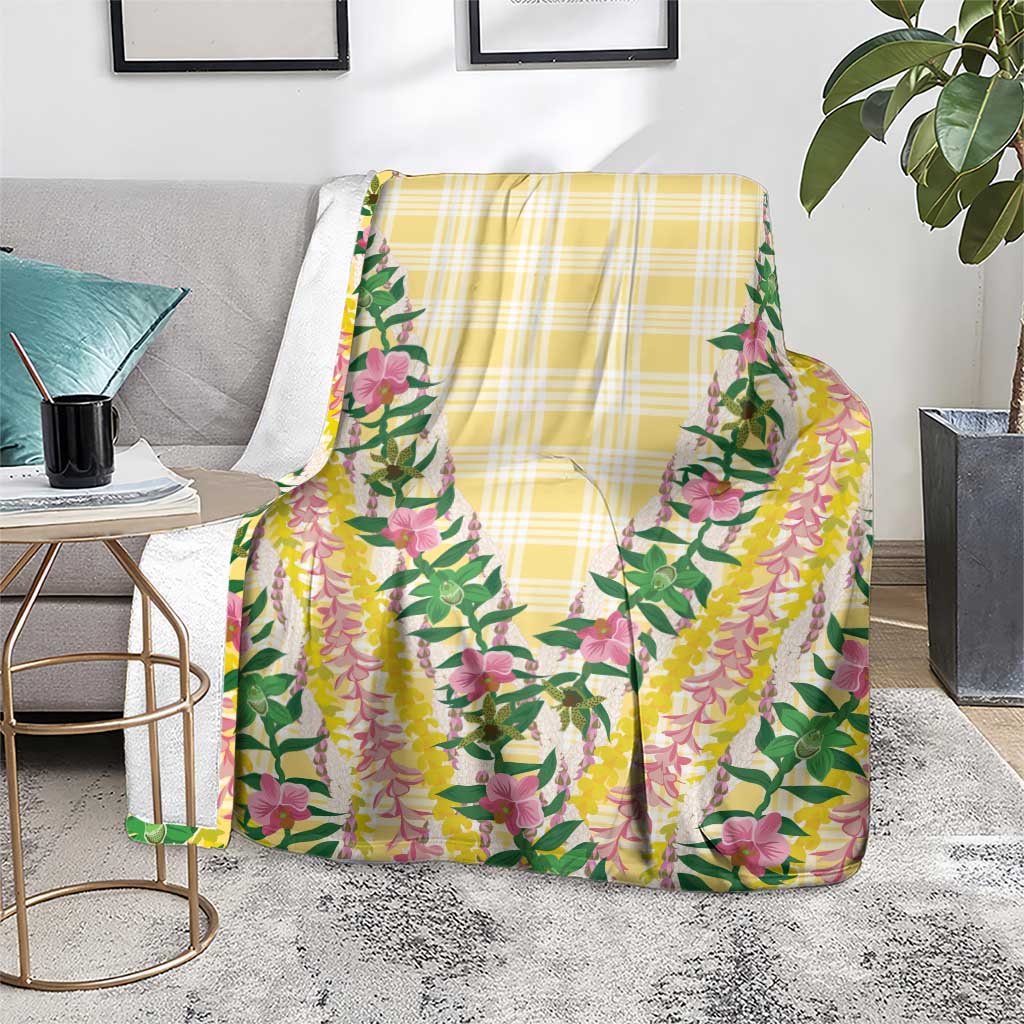 Hawaii Pikake Lokelani Plumeria Lei Blanket Yellow Palaka Motifs LT05 - Polynesian Pride