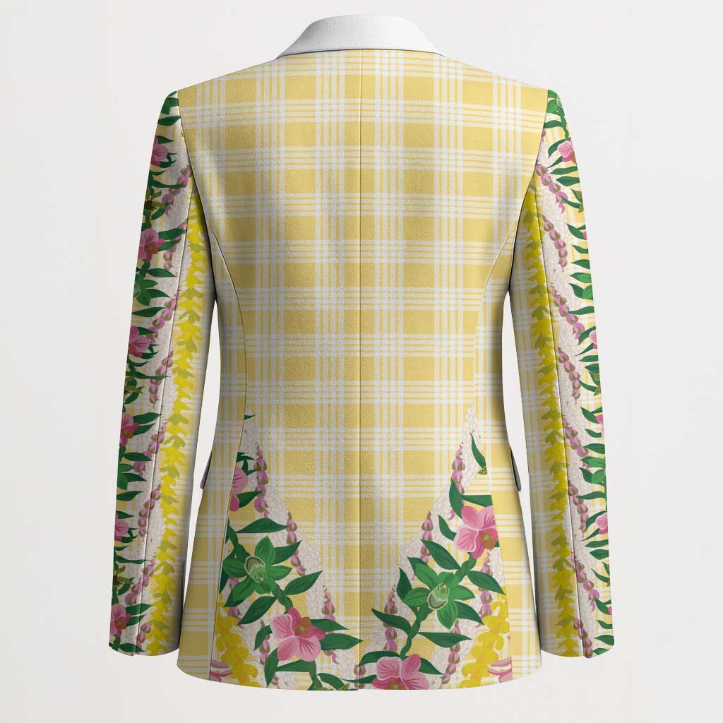 Hawaii Pikake Lokelani Plumeria Lei Blazer Yellow Palaka Motifs LT05 - Polynesian Pride
