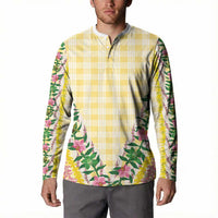 Hawaii Pikake Lokelani Plumeria Lei Button Sweatshirt Yellow Palaka Motifs LT05 - Polynesian Pride