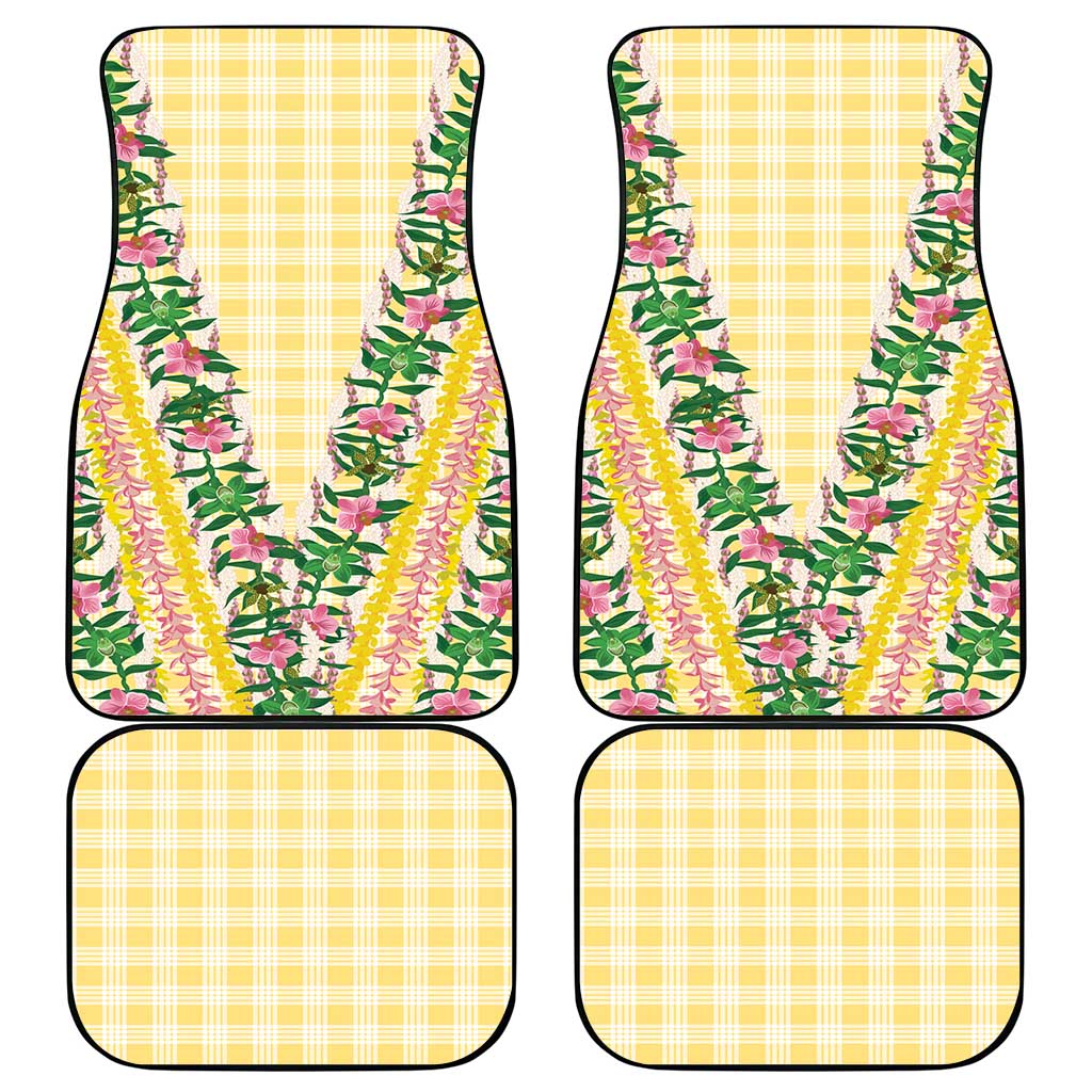 Hawaii Pikake Lokelani Plumeria Lei Car Mats Yellow Palaka Motifs LT05 - Polynesian Pride