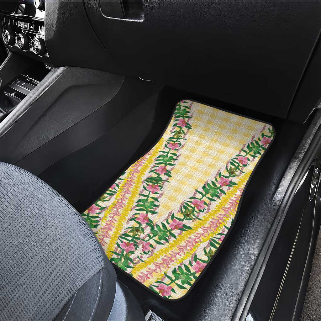 Hawaii Pikake Lokelani Plumeria Lei Car Mats Yellow Palaka Motifs LT05 - Polynesian Pride
