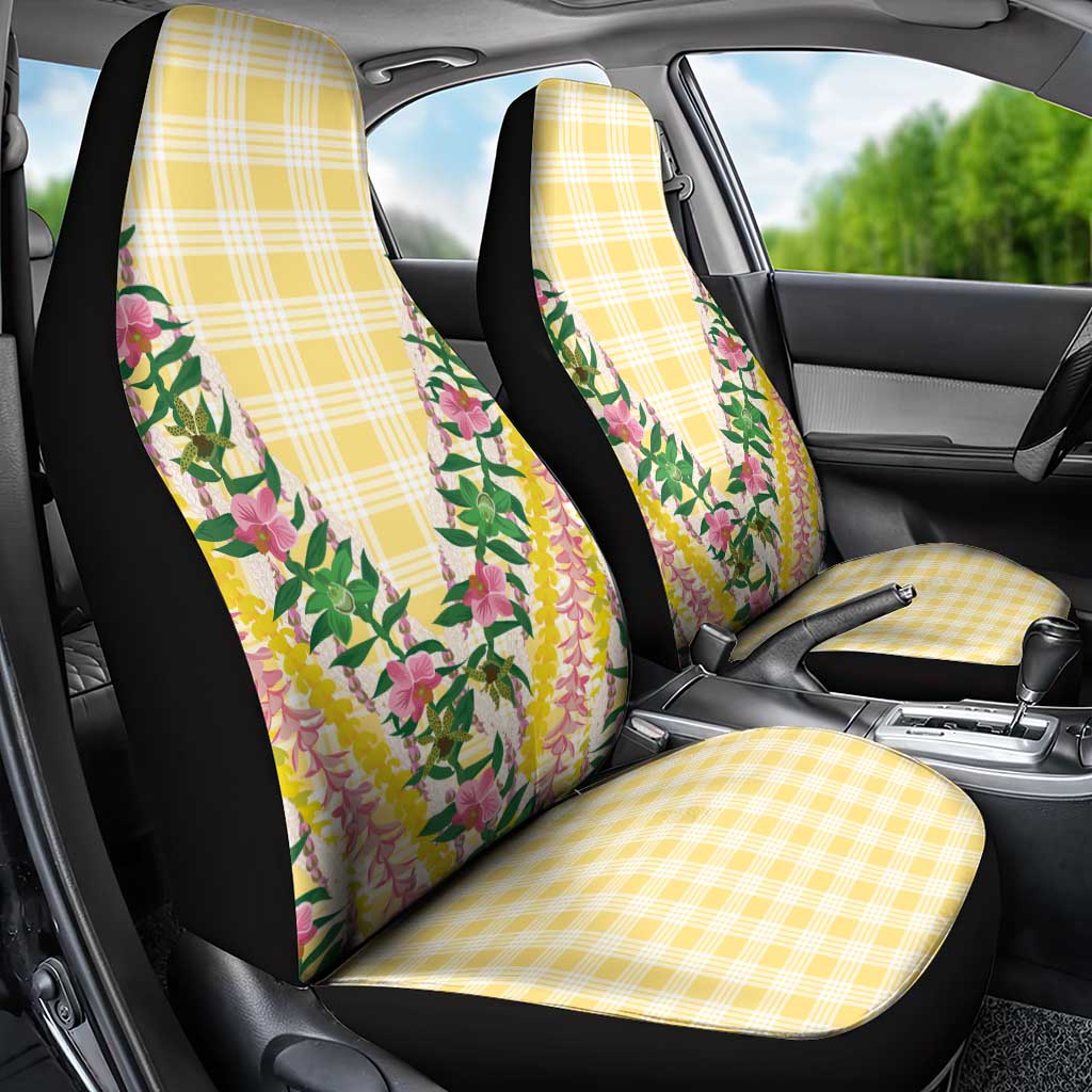 Hawaii Pikake Lokelani Plumeria Lei Car Seat Cover Yellow Palaka Motifs LT05 - Polynesian Pride