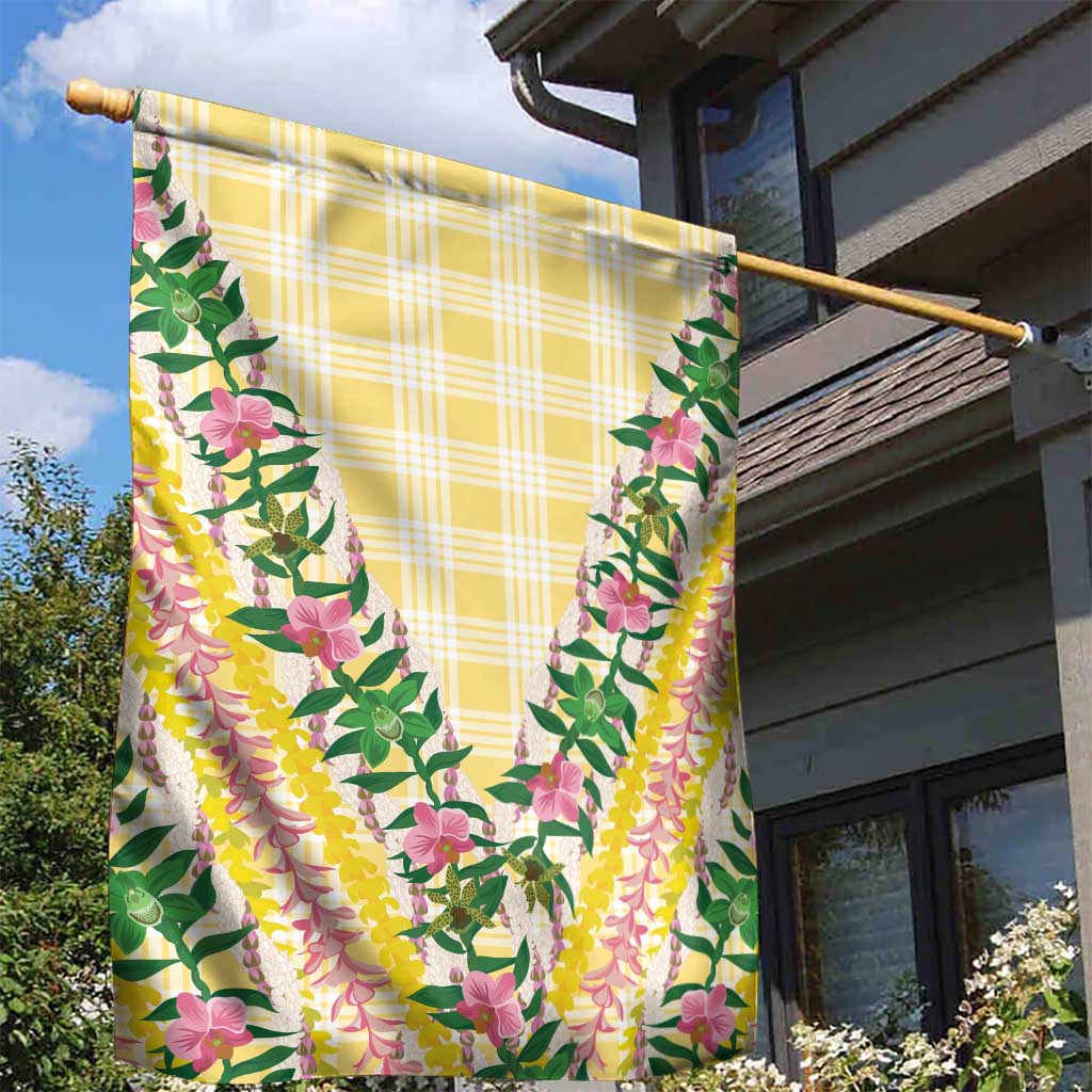 Hawaii Pikake Lokelani Plumeria Lei Garden Flag Yellow Palaka Motifs LT05 - Polynesian Pride