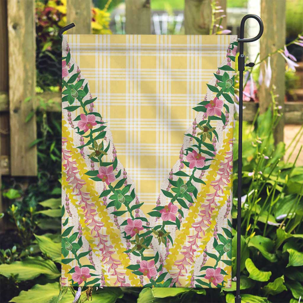 Hawaii Pikake Lokelani Plumeria Lei Garden Flag Yellow Palaka Motifs LT05 Garden Flag Yellow - Polynesian Pride