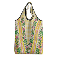 Hawaii Pikake Lokelani Plumeria Lei Grocery Bag Yellow Palaka Motifs LT05 - Polynesian Pride