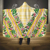 Hawaii Pikake Lokelani Plumeria Lei Hooded Blanket Yellow Palaka Motifs