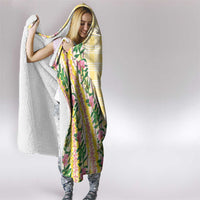 Hawaii Pikake Lokelani Plumeria Lei Hooded Blanket Yellow Palaka Motifs