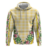 Hawaii Pikake Lokelani Plumeria Lei Hoodie Yellow Palaka Motifs