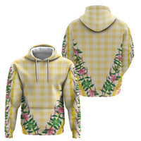 Hawaii Pikake Lokelani Plumeria Lei Hoodie Yellow Palaka Motifs
