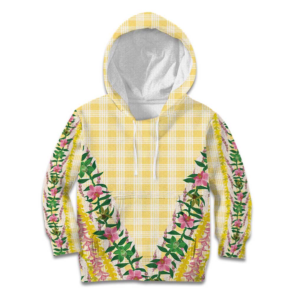 Hawaii Pikake Lokelani Plumeria Lei Kid Hoodie Yellow Palaka Motifs LT05 Hoodie Yellow - Polynesian Pride