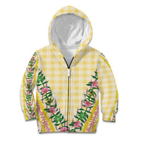 Hawaii Pikake Lokelani Plumeria Lei Kid Hoodie Yellow Palaka Motifs LT05 Zip Hoodie Yellow - Polynesian Pride