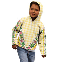 Hawaii Pikake Lokelani Plumeria Lei Kid Hoodie Yellow Palaka Motifs LT05 - Polynesian Pride