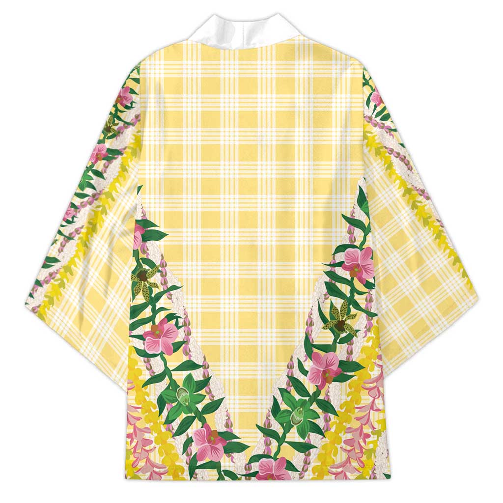 Hawaii Pikake Lokelani Plumeria Lei Kimono Yellow Palaka Motifs LT05 - Polynesian Pride