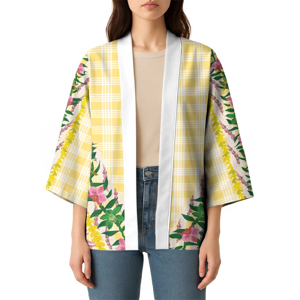 Hawaii Pikake Lokelani Plumeria Lei Kimono Yellow Palaka Motifs LT05 - Polynesian Pride