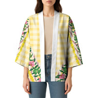 Hawaii Pikake Lokelani Plumeria Lei Kimono Yellow Palaka Motifs LT05 - Polynesian Pride