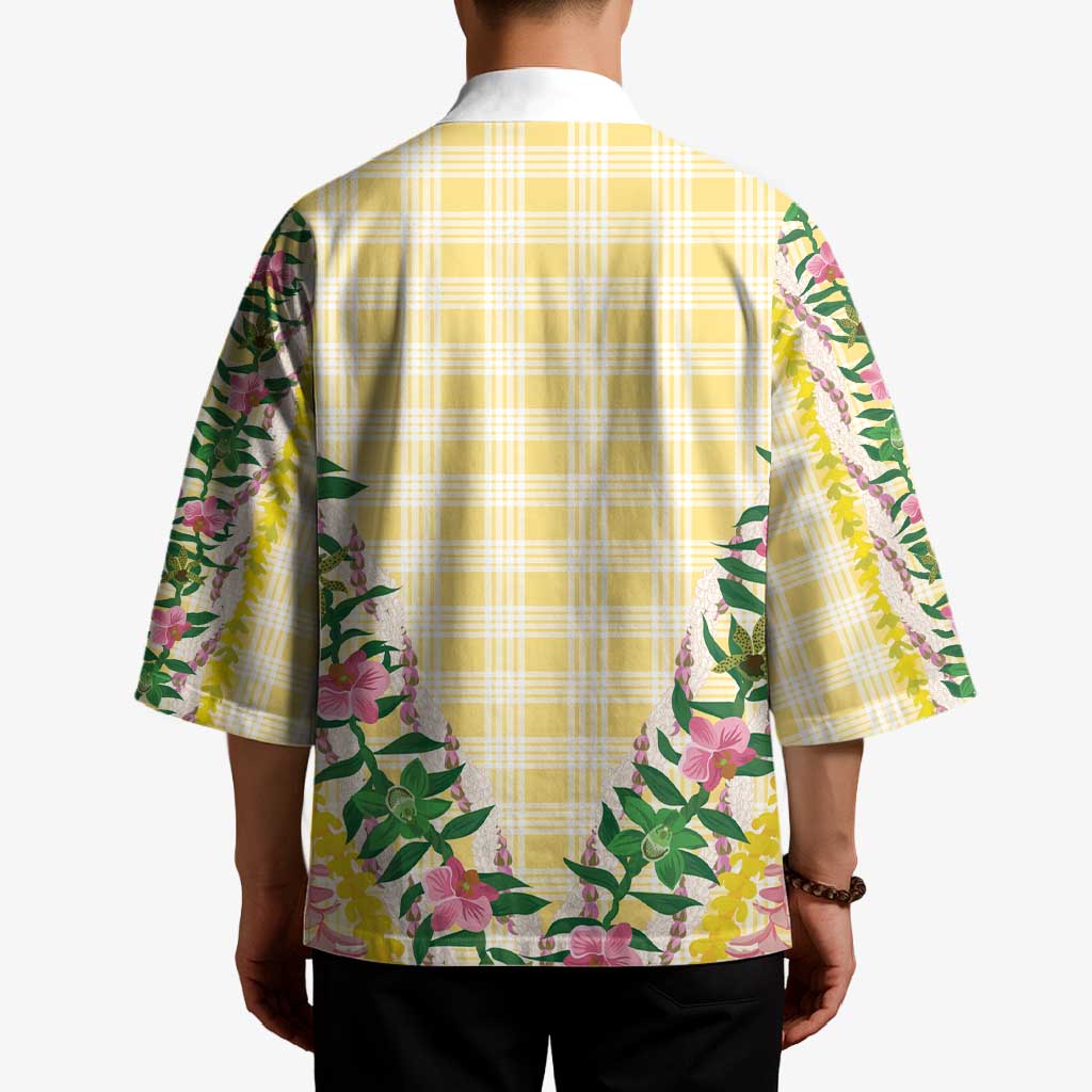 Hawaii Pikake Lokelani Plumeria Lei Kimono Yellow Palaka Motifs LT05 - Polynesian Pride