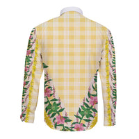 Hawaii Pikake Lokelani Plumeria Lei Long Sleeve Button Shirt Yellow Palaka Motifs LT05 - Polynesian Pride