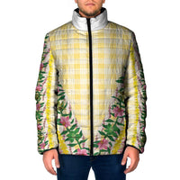 Hawaii Pikake Lokelani Plumeria Lei Padded Jacket Yellow Palaka Motifs