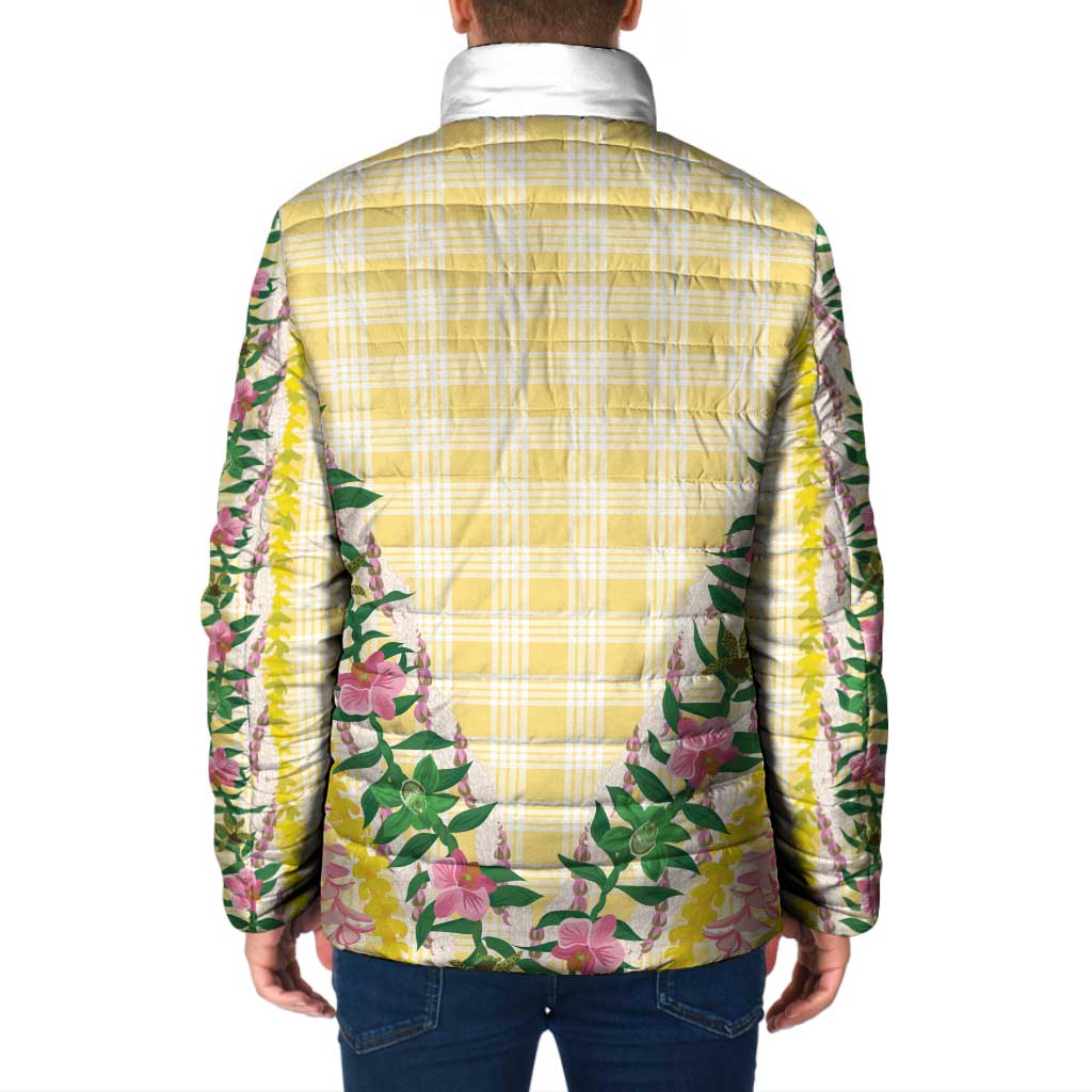 Hawaii Pikake Lokelani Plumeria Lei Padded Jacket Yellow Palaka Motifs