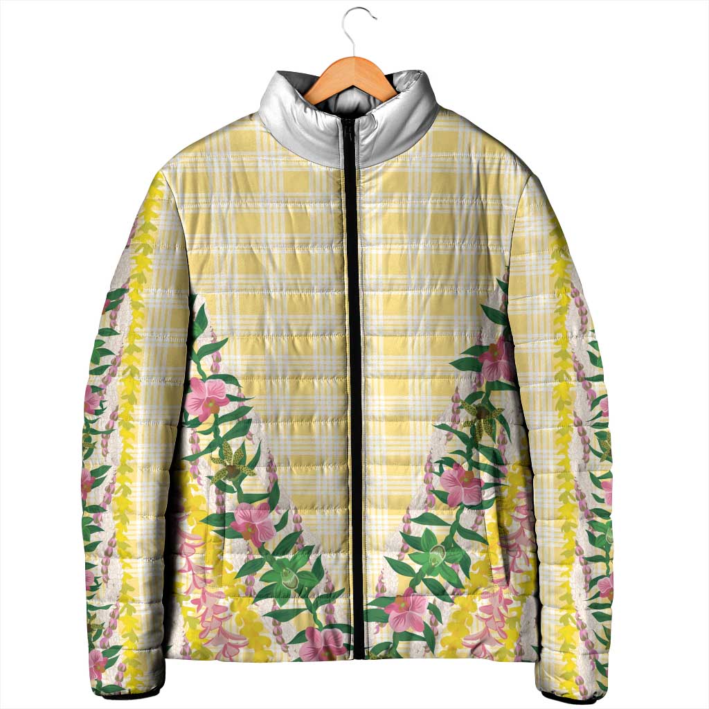 Hawaii Pikake Lokelani Plumeria Lei Padded Jacket Yellow Palaka Motifs