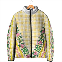 Hawaii Pikake Lokelani Plumeria Lei Padded Jacket Yellow Palaka Motifs
