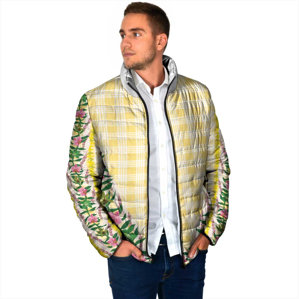 Hawaii Pikake Lokelani Plumeria Lei Padded Jacket Yellow Palaka Motifs