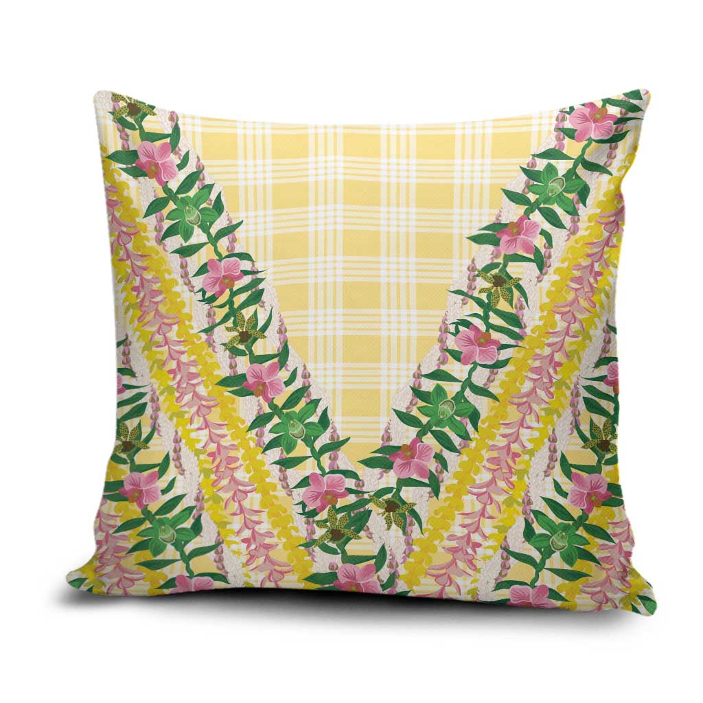 Hawaii Pikake Lokelani Plumeria Lei Pillow Cover Yellow Palaka Motifs LT05 Yellow - Polynesian Pride
