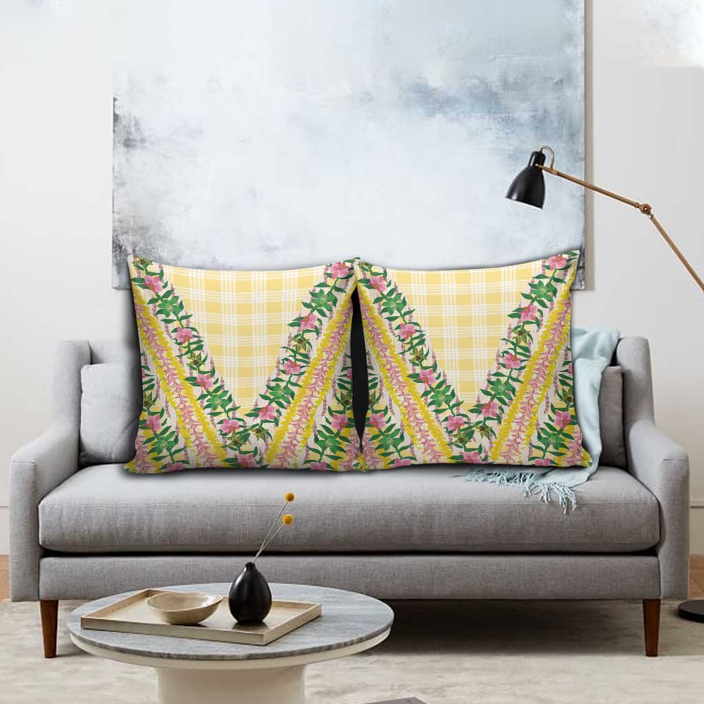 Hawaii Pikake Lokelani Plumeria Lei Pillow Cover Yellow Palaka Motifs LT05 - Polynesian Pride