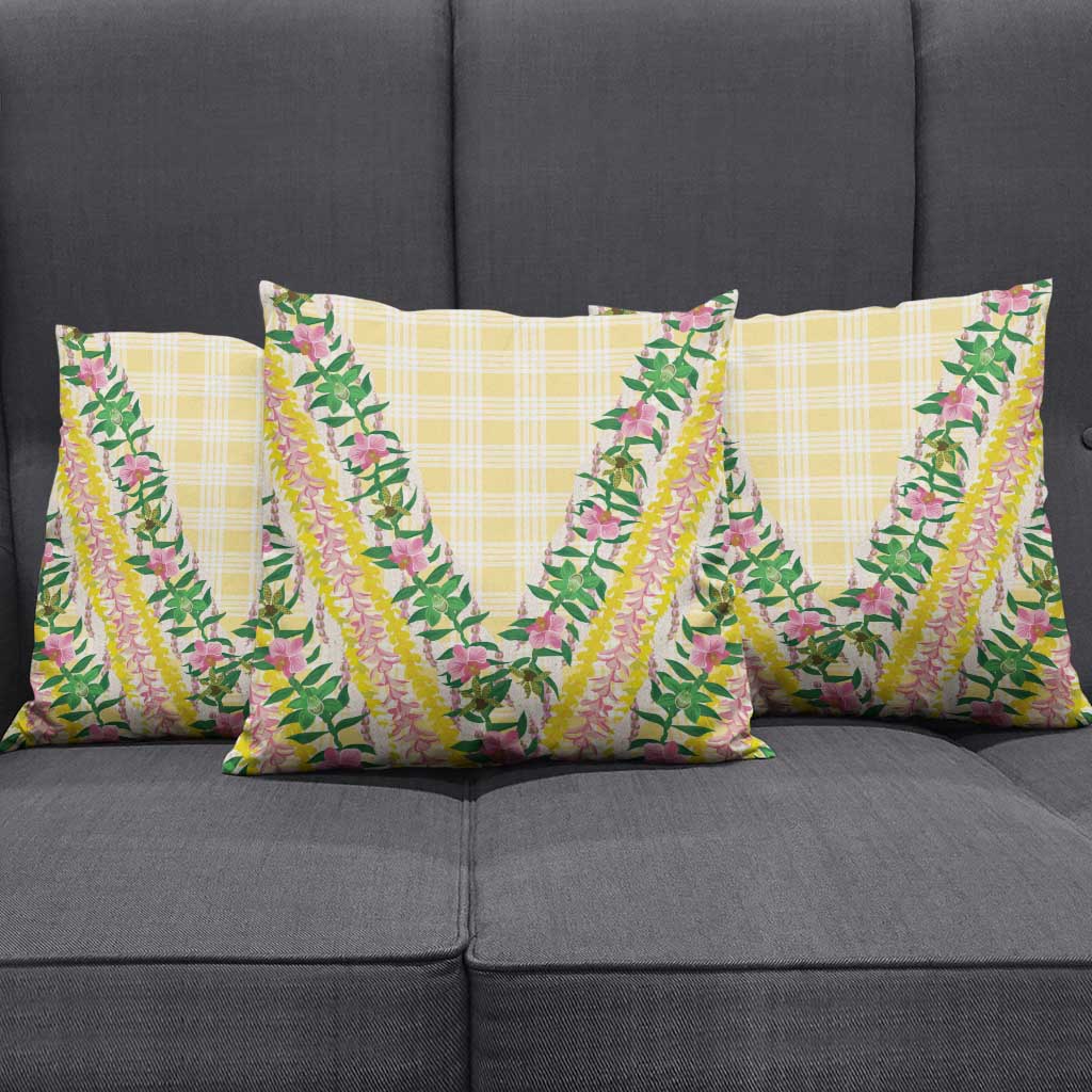 Hawaii Pikake Lokelani Plumeria Lei Pillow Cover Yellow Palaka Motifs LT05 - Polynesian Pride