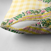 Hawaii Pikake Lokelani Plumeria Lei Pillow Cover Yellow Palaka Motifs LT05 - Polynesian Pride