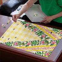 Hawaii Pikake Lokelani Plumeria Lei Puzzle Yellow Palaka Motifs LT05 - Polynesian Pride
