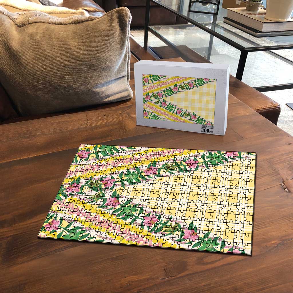 Hawaii Pikake Lokelani Plumeria Lei Puzzle Yellow Palaka Motifs LT05 - Polynesian Pride