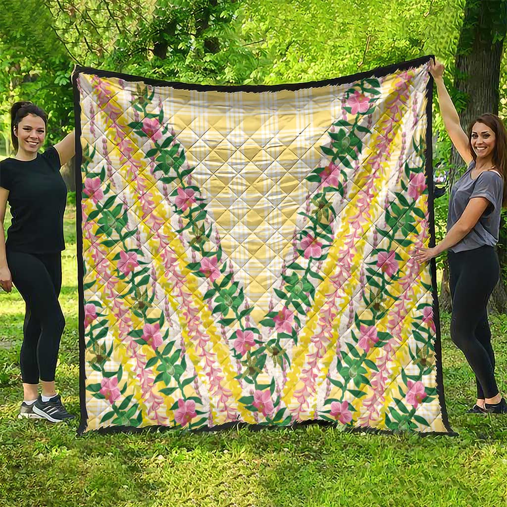 Hawaii Pikake Lokelani Plumeria Lei Quilt Yellow Palaka Motifs LT05 - Polynesian Pride