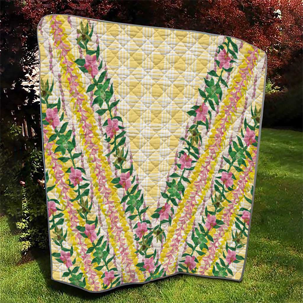 Hawaii Pikake Lokelani Plumeria Lei Quilt Yellow Palaka Motifs LT05 - Polynesian Pride