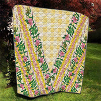Hawaii Pikake Lokelani Plumeria Lei Quilt Yellow Palaka Motifs LT05 - Polynesian Pride