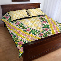 Hawaii Pikake Lokelani Plumeria Lei Quilt Bed Set Yellow Palaka Motifs LT05 - Polynesian Pride