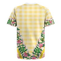 Hawaii Pikake Lokelani Plumeria Lei Rugby Jersey Yellow Palaka Motifs LT05 - Polynesian Pride