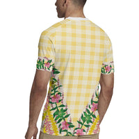 Hawaii Pikake Lokelani Plumeria Lei Rugby Jersey Yellow Palaka Motifs LT05 - Polynesian Pride