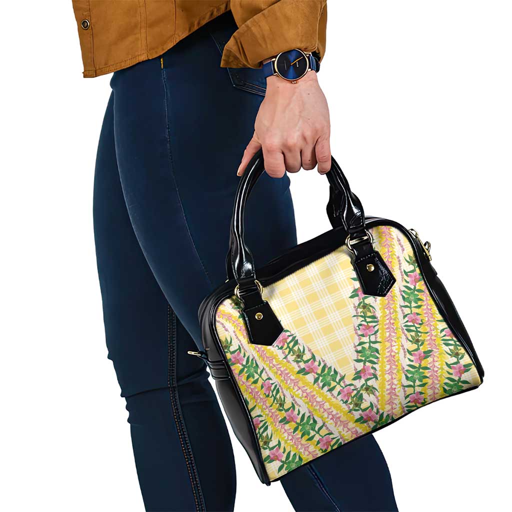Hawaii Pikake Lokelani Plumeria Lei Shoulder Handbag Yellow Palaka Motifs LT05 - Polynesian Pride