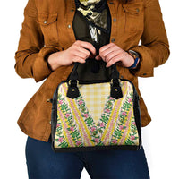 Hawaii Pikake Lokelani Plumeria Lei Shoulder Handbag Yellow Palaka Motifs LT05 - Polynesian Pride