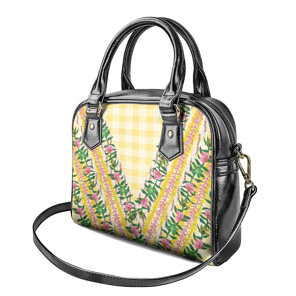Hawaii Pikake Lokelani Plumeria Lei Shoulder Handbag Yellow Palaka Motifs LT05 - Polynesian Pride