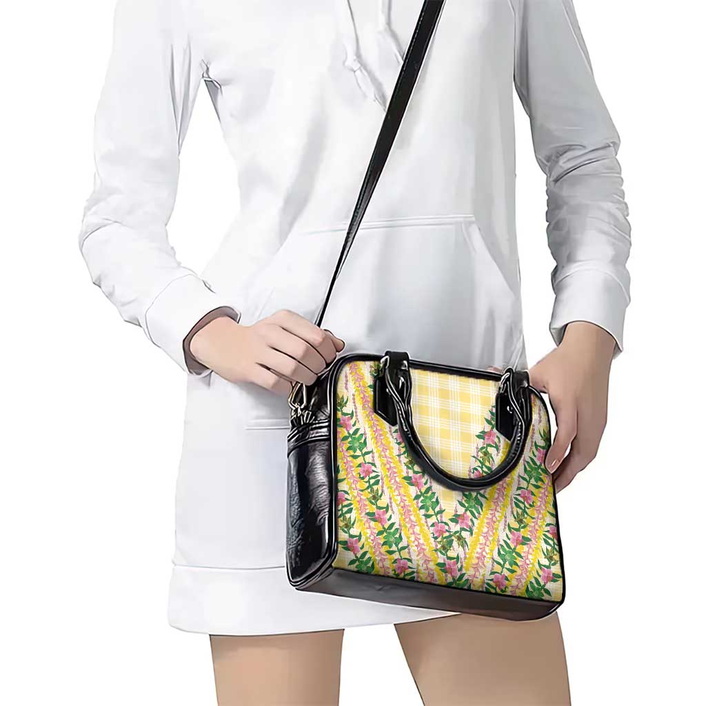Hawaii Pikake Lokelani Plumeria Lei Shoulder Handbag Yellow Palaka Motifs LT05 - Polynesian Pride