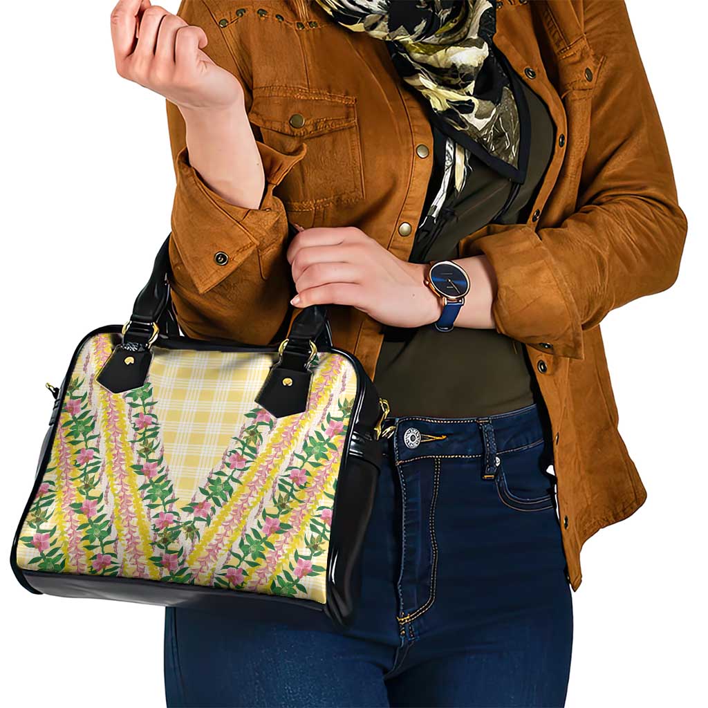 Hawaii Pikake Lokelani Plumeria Lei Shoulder Handbag Yellow Palaka Motifs LT05 - Polynesian Pride