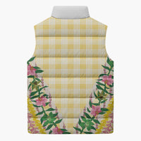 Hawaii Pikake Lokelani Plumeria Lei Sleeveless Puffer Jacket Yellow Palaka Motifs
